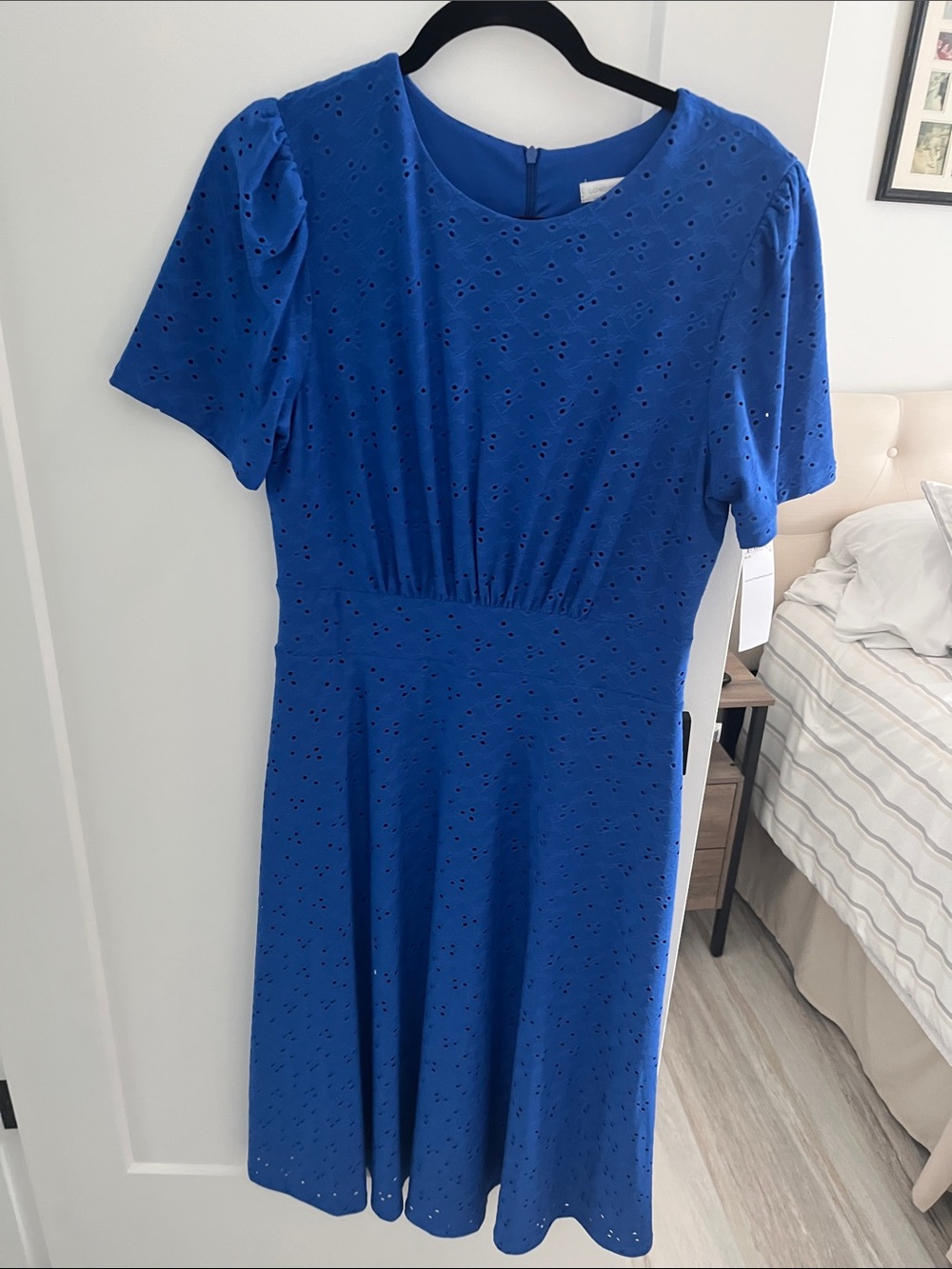 London Times Royal Blue Eyelet Midi Dress